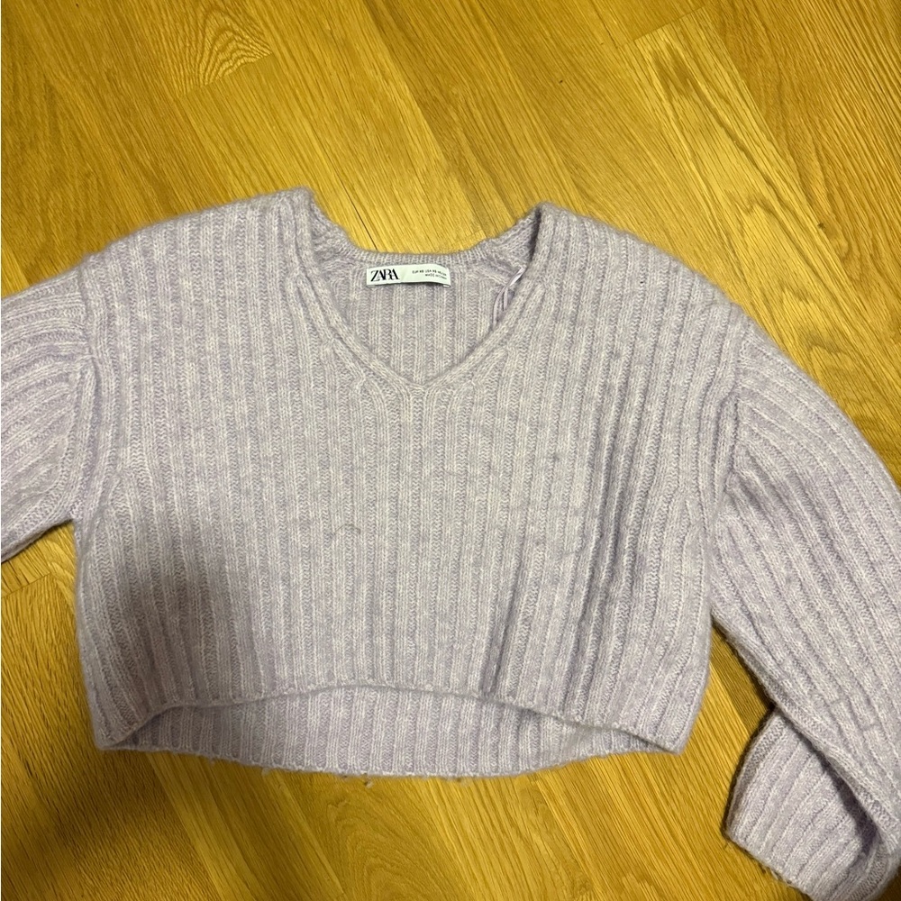 Zara purple cropped wool sweater. Perfect condition- size XS